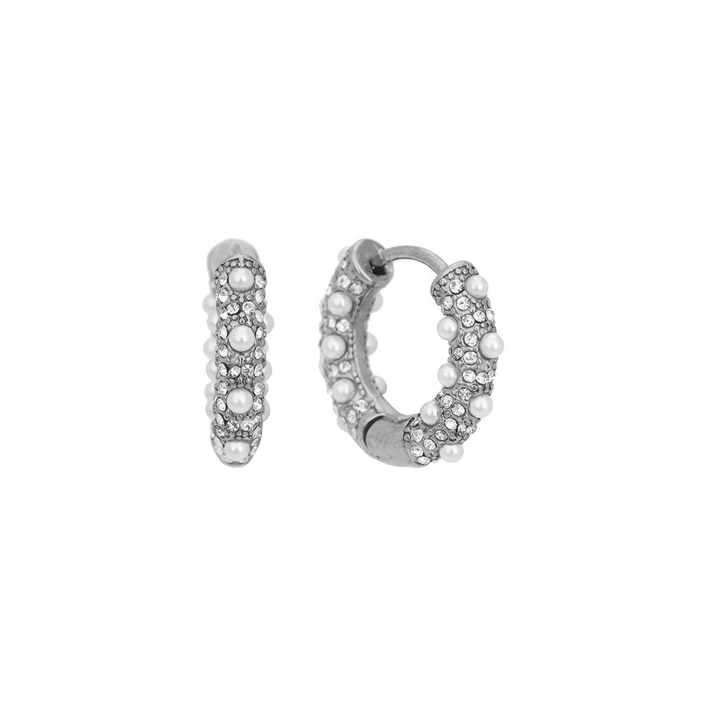 Creolen "Pearly Hoop" aus Edelstahl