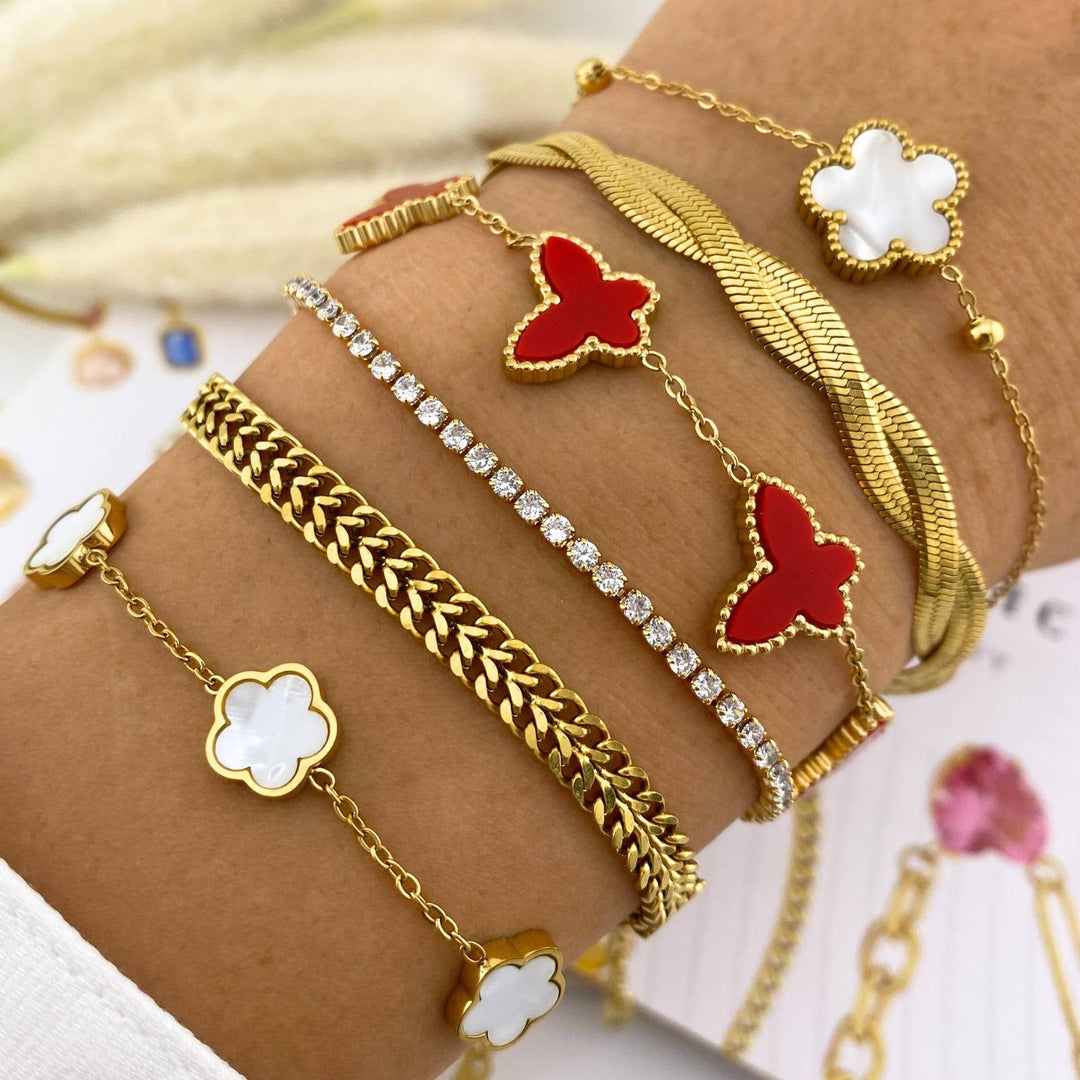 Armband mit schimmerndem Kleeblatt "One Clover"