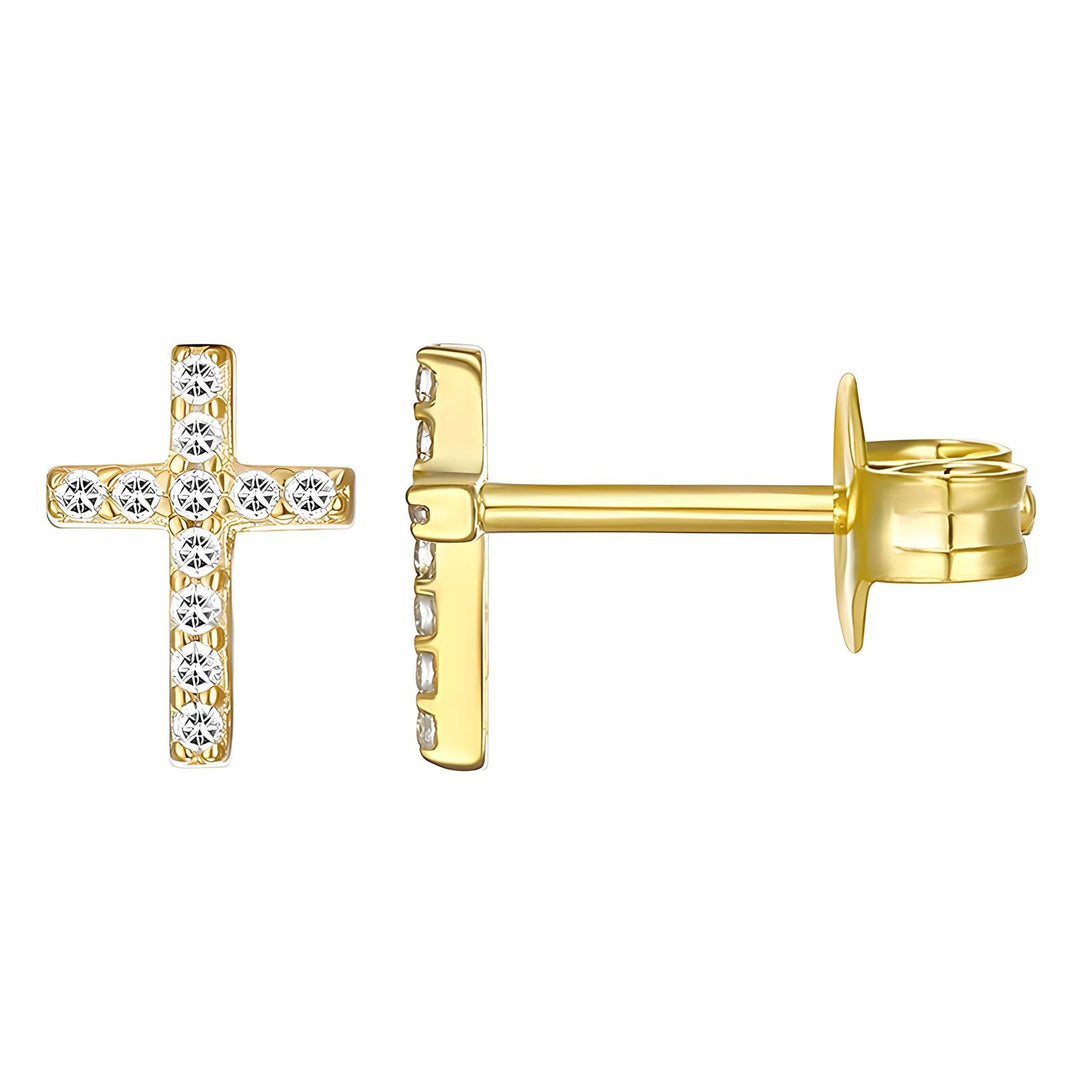 Cross Ohrstecker aus vergoldetem Edelstahl