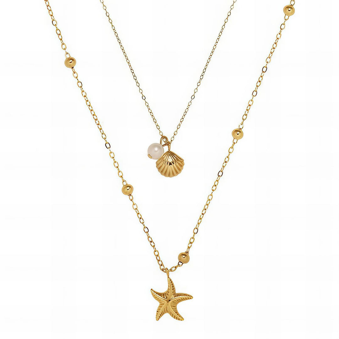 Doppelreihiges Collier aus 18kt vergoldetem Edelstahl