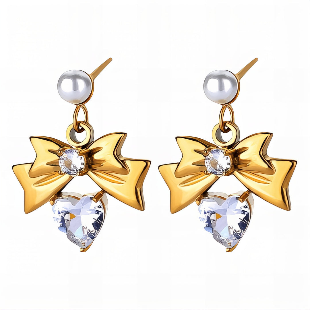 Ohrstecker "White Lux" aus 18kt vergoldetem Edelstahl