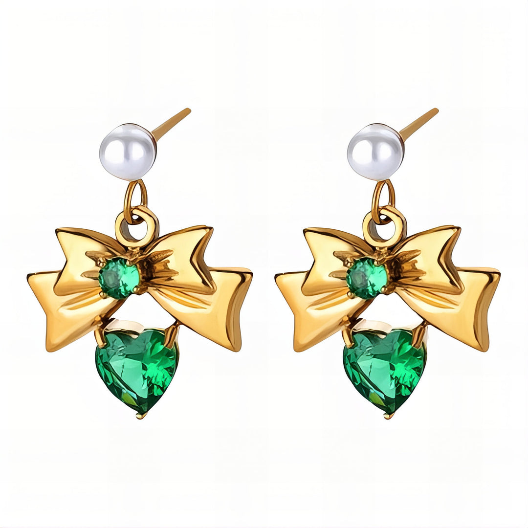 Ohrringe "Green Luxe" aus 18kt vergoldetem Edelstahl