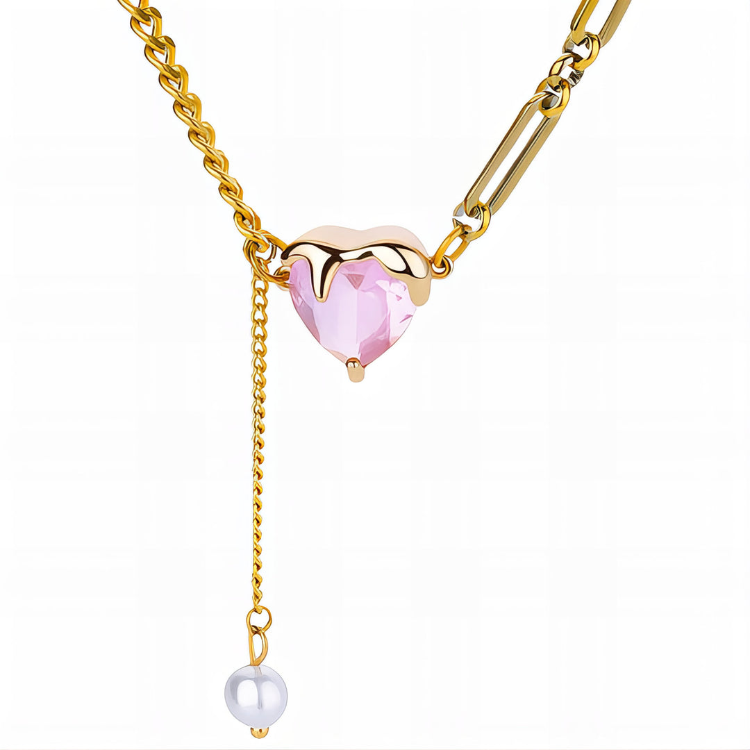 Collier aus 18kt vergoldetem Edelstahl mit einem Zirkonia