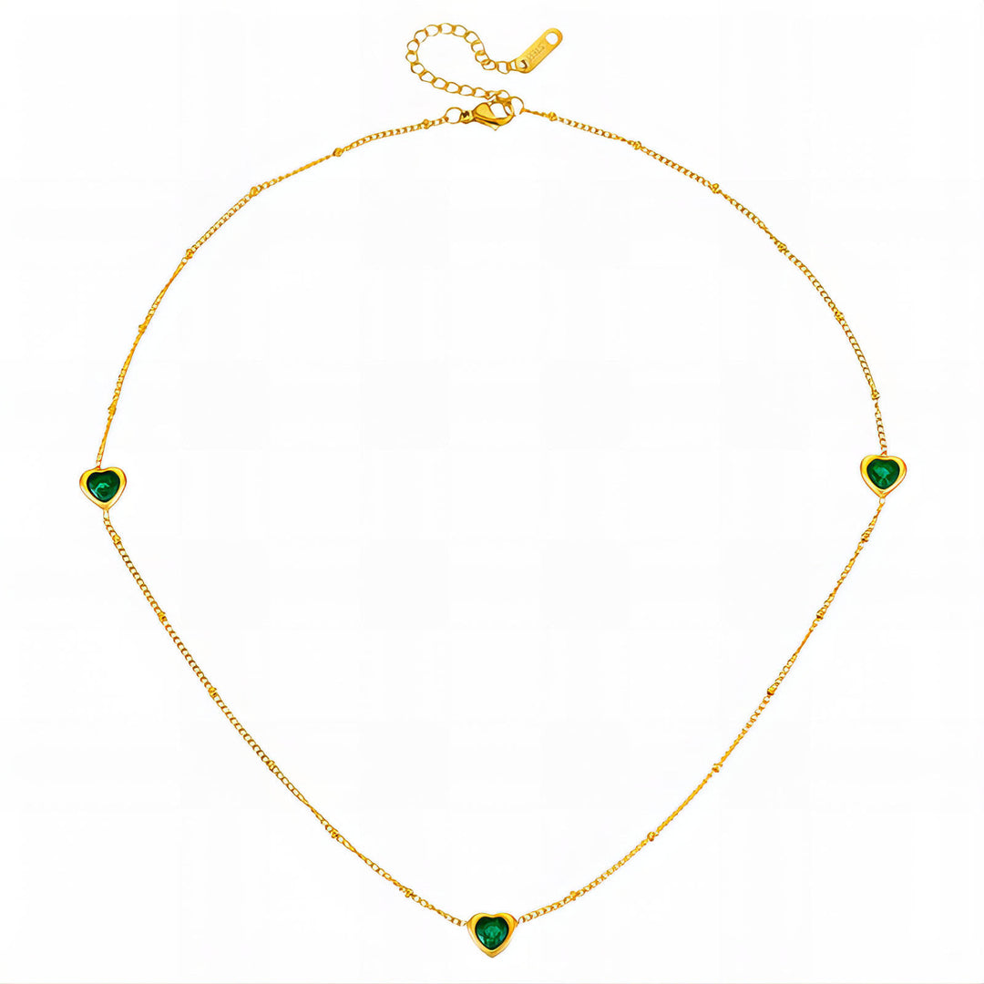 Collier mit Herzchen aus grünen Zirkonia