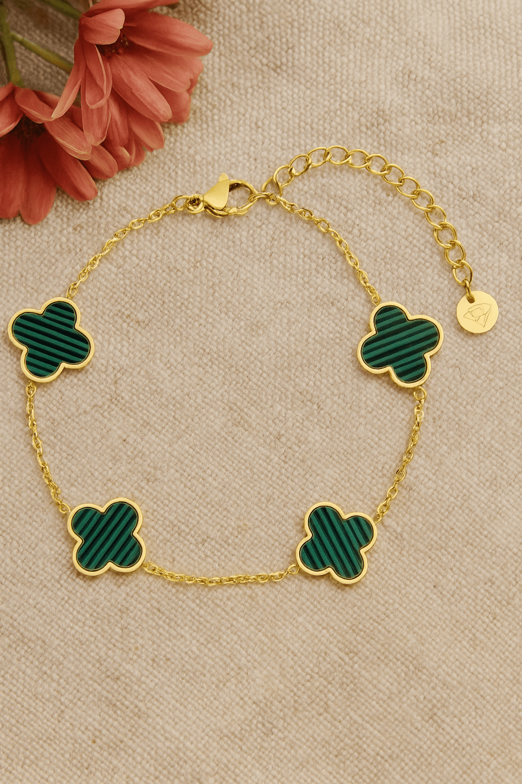 Green Clover Armband | 18K vergoldet