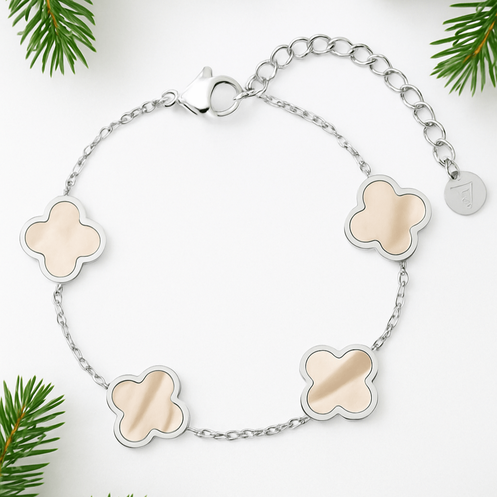 Clover Armband mit Perlmutt aus Edelstahl