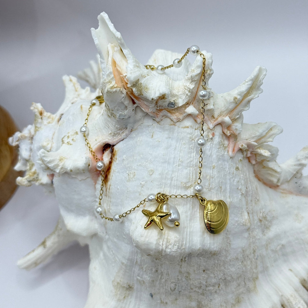 Fußkettchen "Seashell" aus vergoldetem Edelstahl