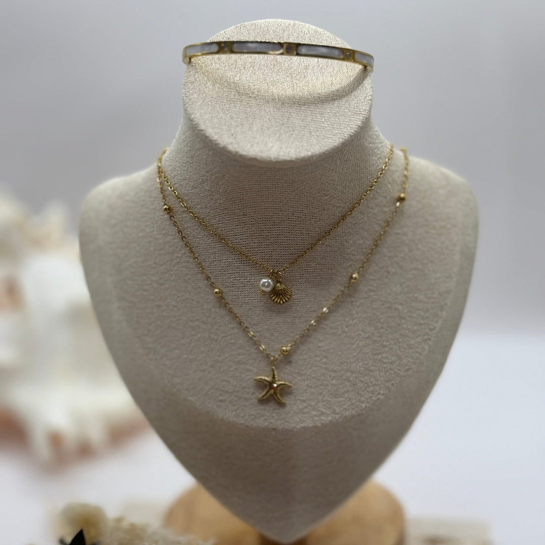 Doppelreihiges Collier aus 18kt vergoldetem Edelstahl