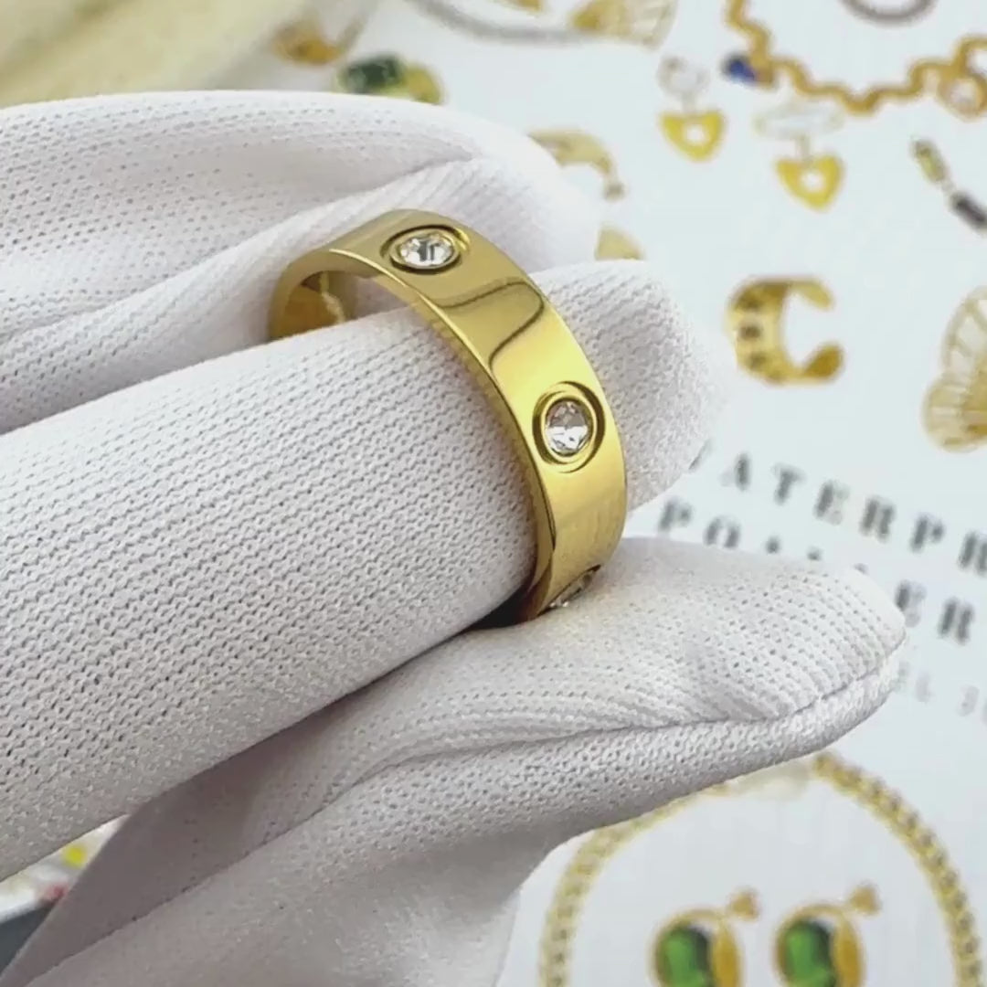 Vergoldeter Ring mit Zirkonia "Golden"