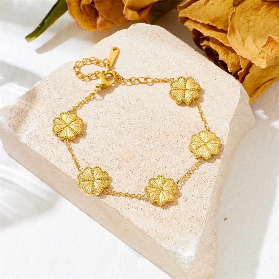 Armband "Golden Clover" aus Edelstahl