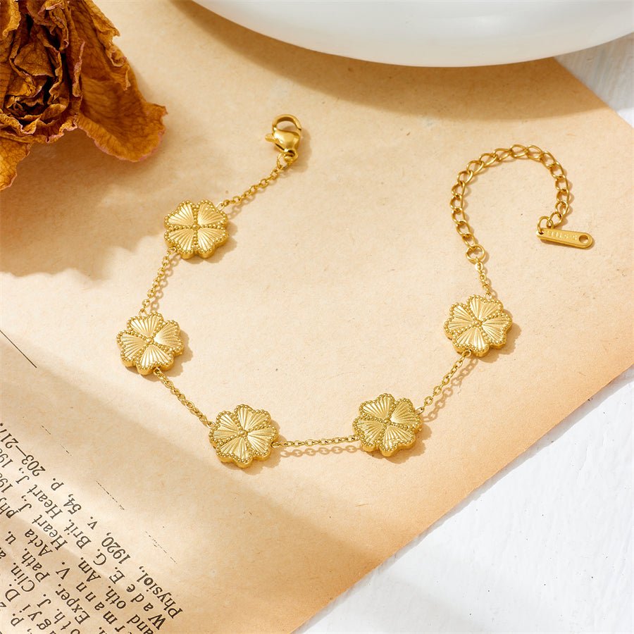 Armband "Golden Clover" aus Edelstahl