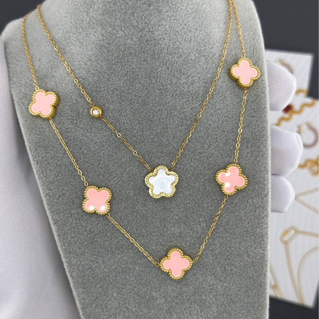 Vergoldete Kette "Pink Clover"