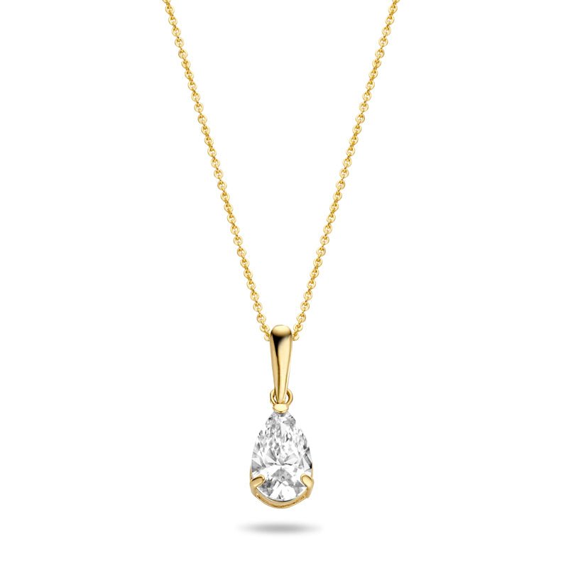 Collier mit Anhänger Zirkonia Tropfen aus Gold 585