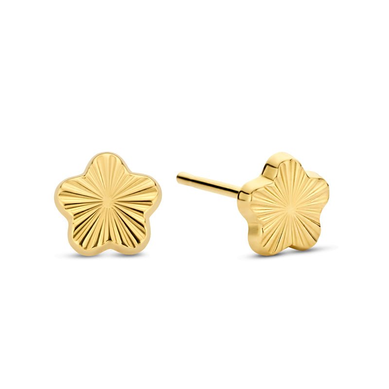 Ohrstecker Blume Diamond Cut aus Gold 585