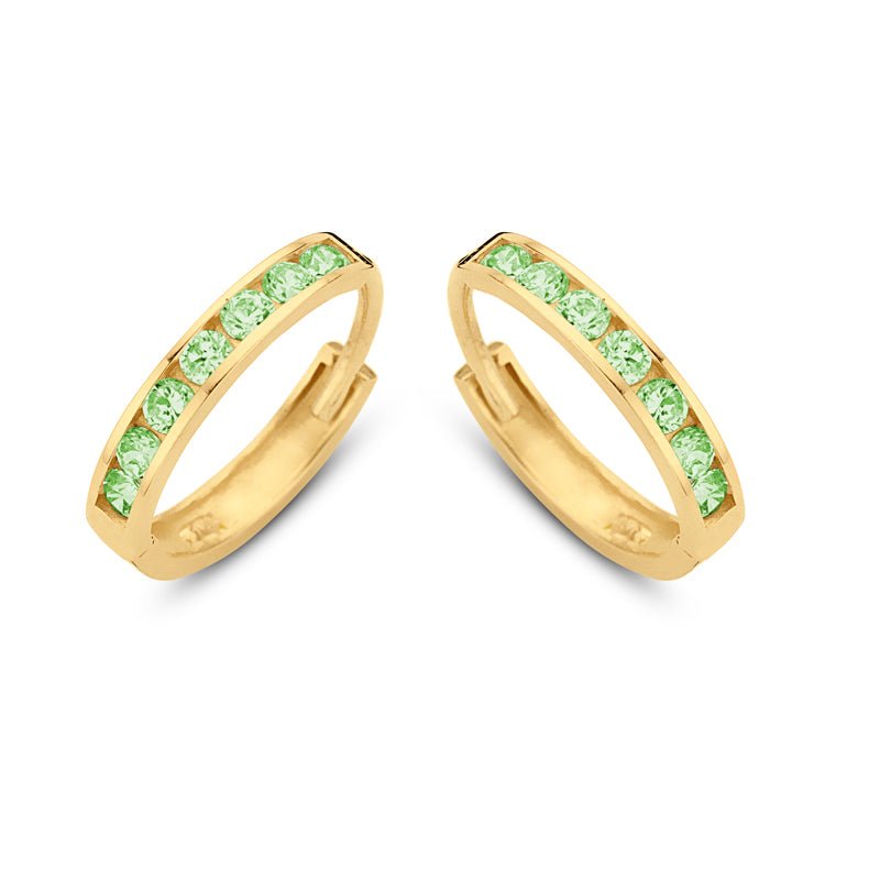 Klappcreolen 14 Zirkonia peridot aus Gold 585