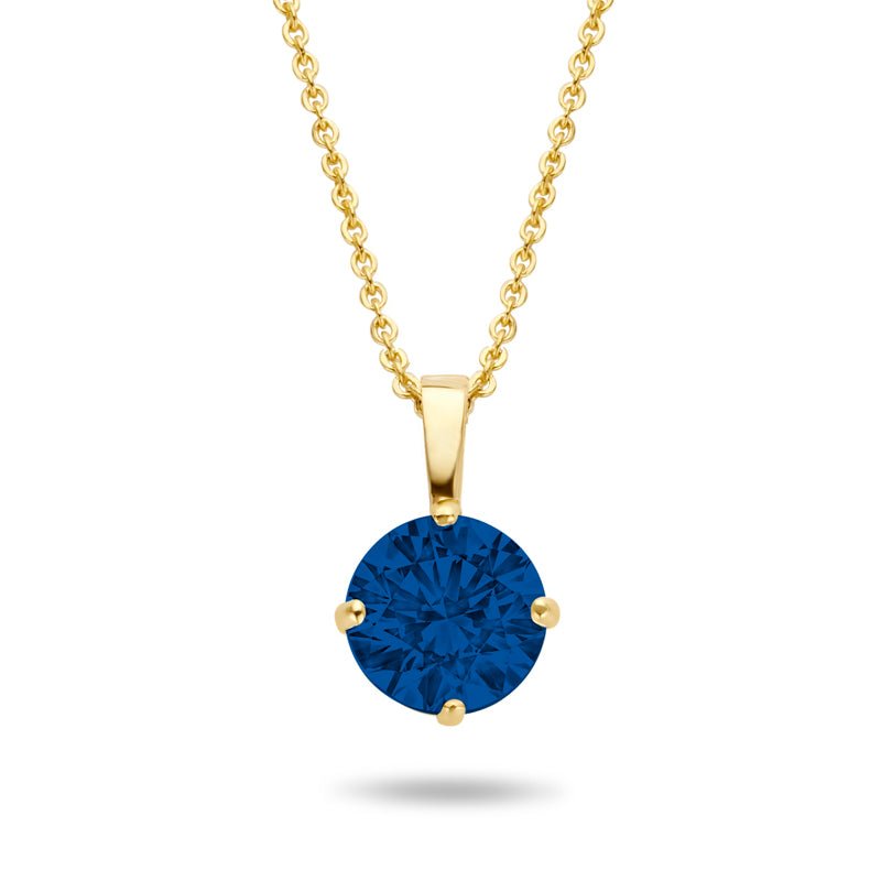 Collier mit Anhänger Zirkonia blau 4 mm aus Gold 585