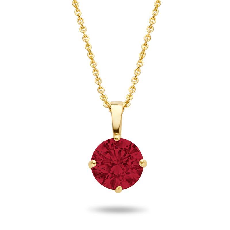 Collier mit Anhänger Zirkonia rot 4 mm aus Gold 585