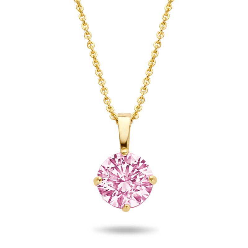 Collier mit Anhänger Zirkonia rosa 4 mm aus Gold 585