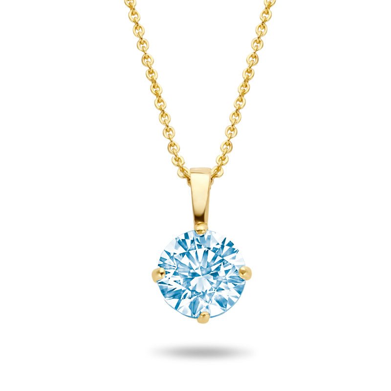 Collier mit Anhänger Zirkonia aqua 4 mm aus Gold 585