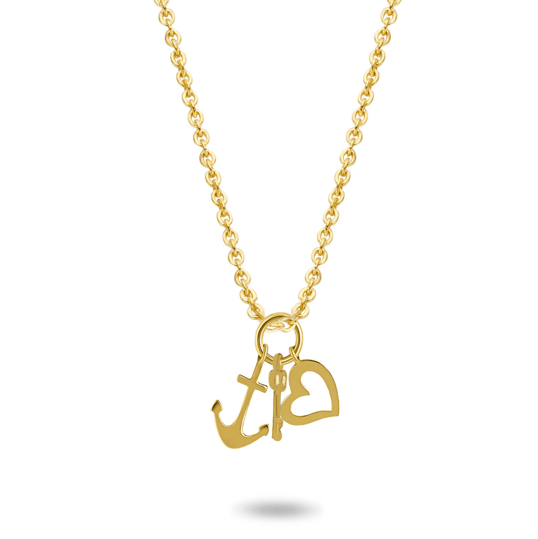 Collier mit Anhänger Schlüssel/Herz/Anker aus Gold 585