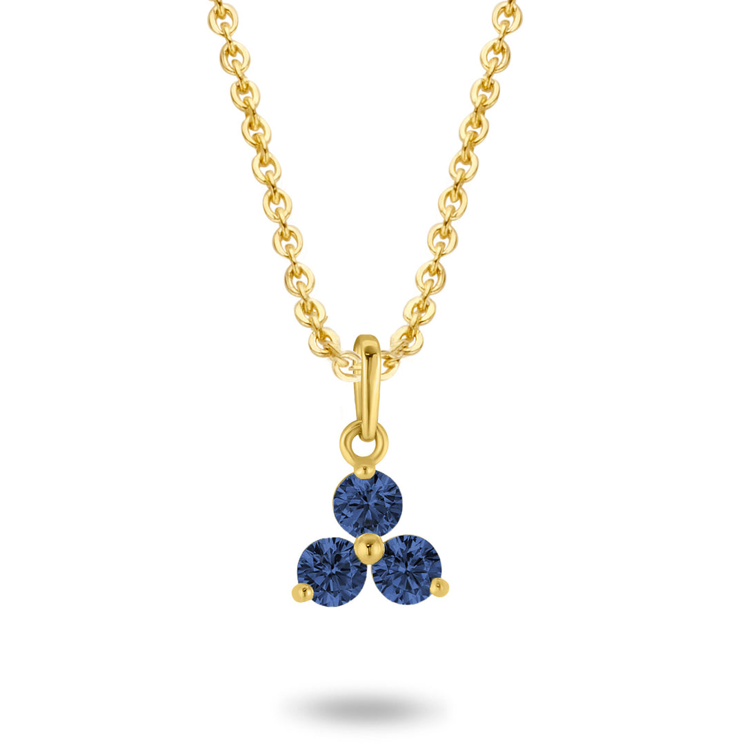 Collier Anhänger mit 3 Zirkonia blau aus Gold 585