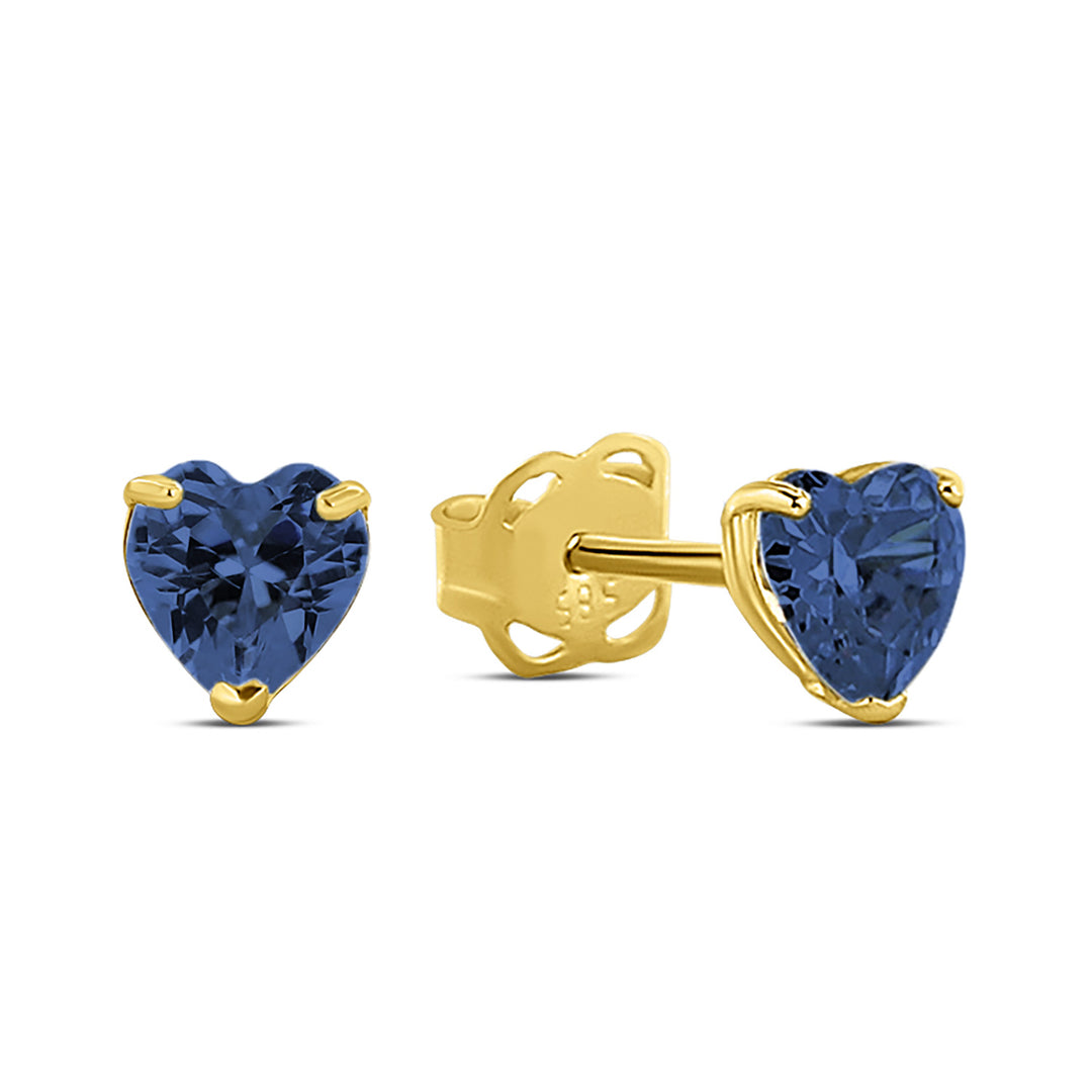 Ohrstecker Herz Zirkonia blau aus Gold 585