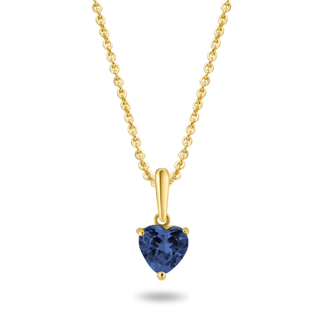 Collier mit Anhänger Herz Zirkonia blau aus Gold 585