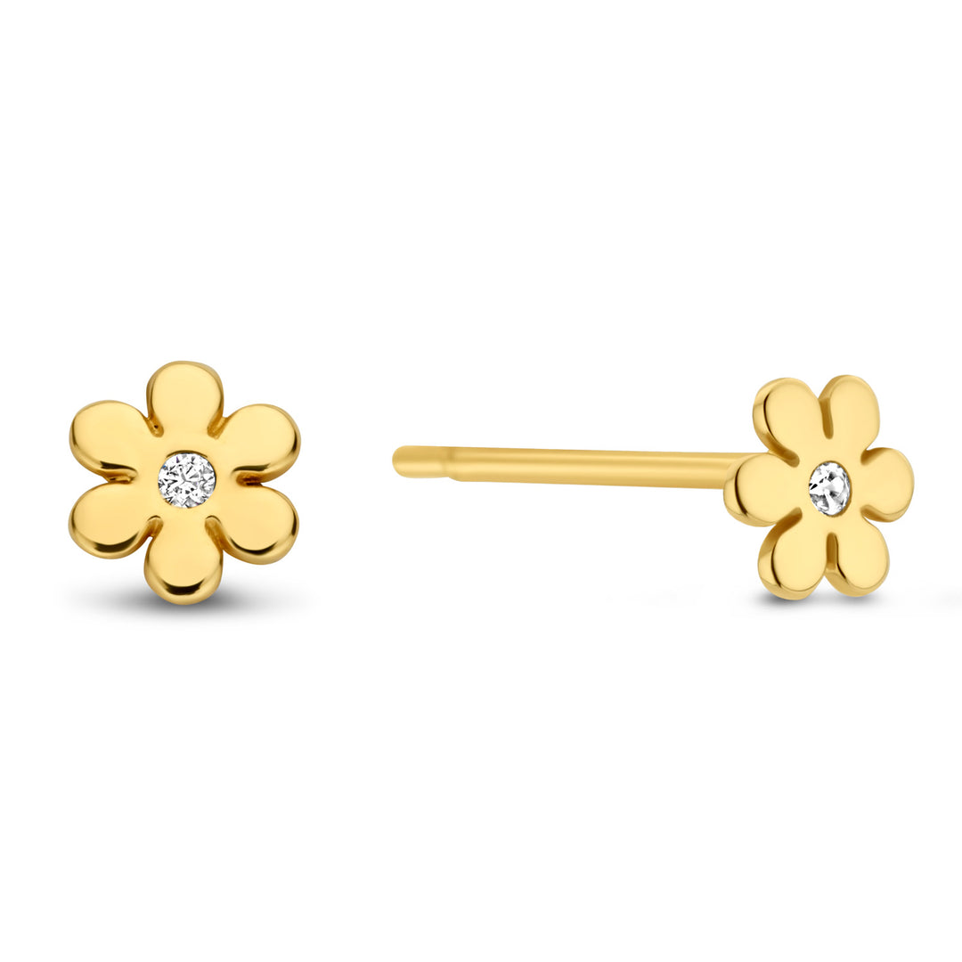 Ohrstecker Blume mit Zirkonia aus Gold 585