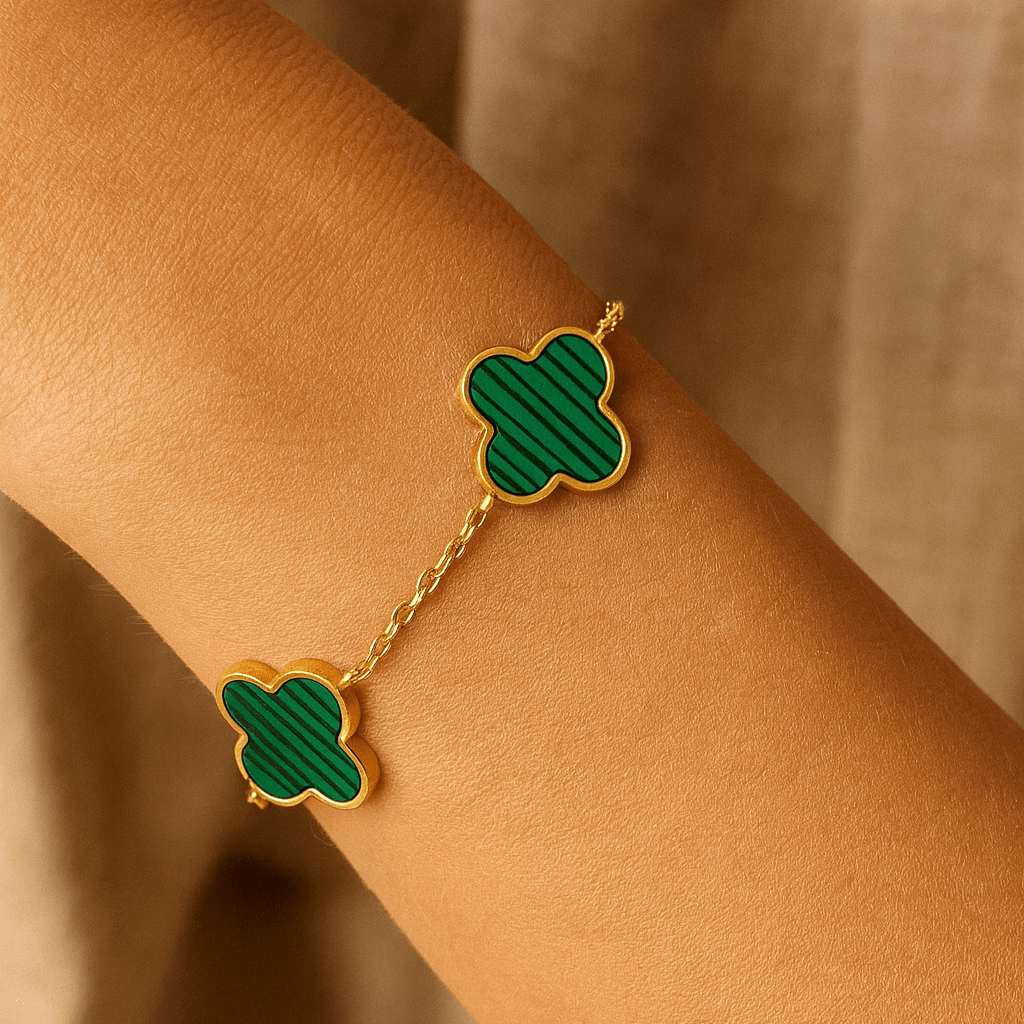 Green Clover Armband | 18K vergoldet