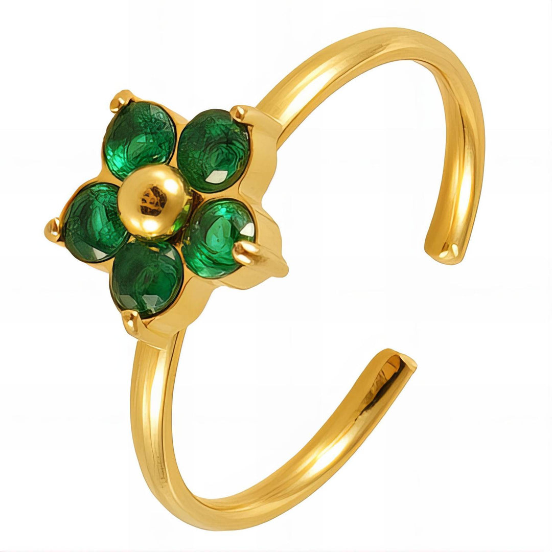 Ring "Green Flower" aus Edelstahl