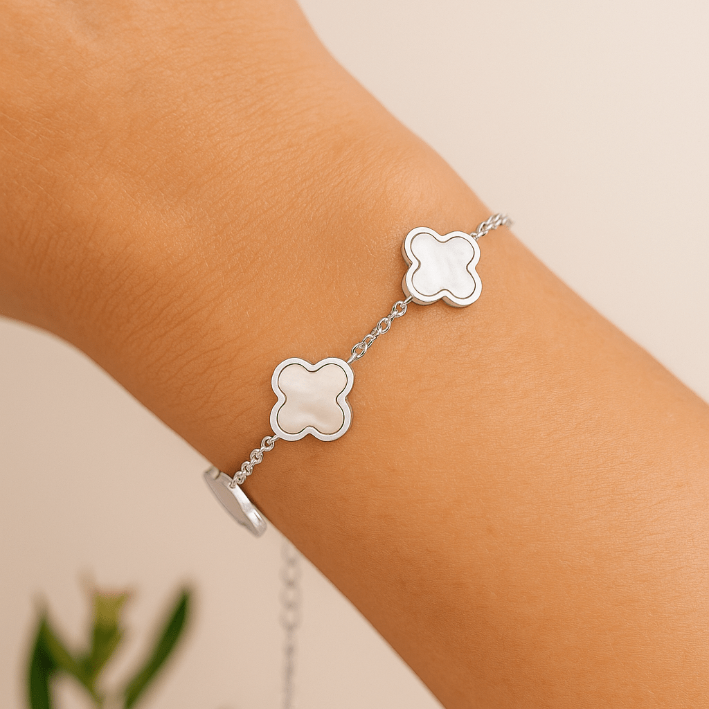 Clover Armband mit Perlmutt aus Edelstahl