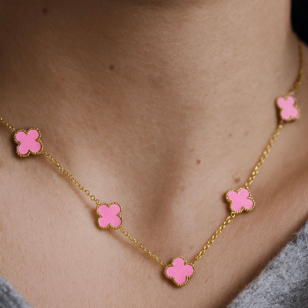 Vergoldete Kette "Pink Clover"
