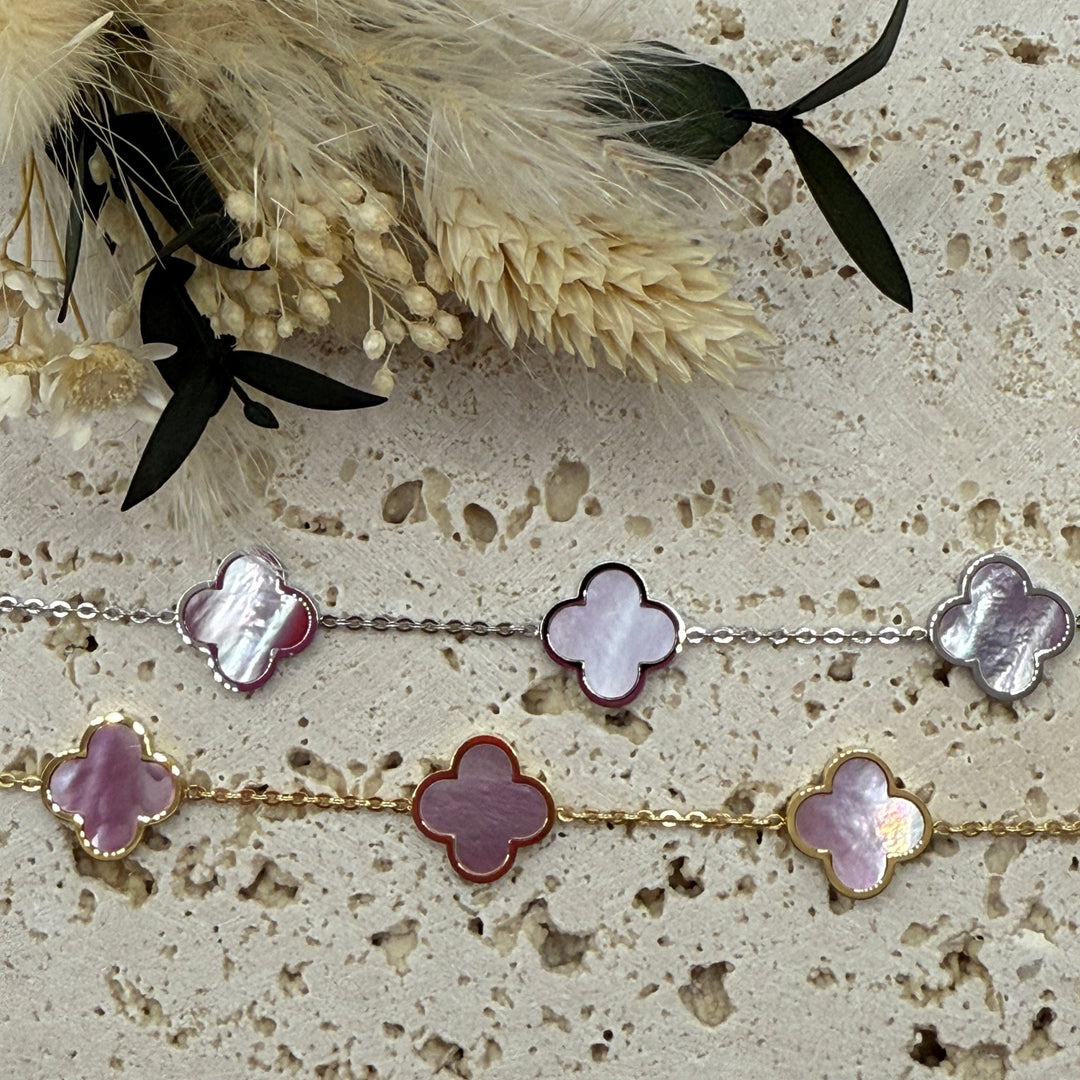 Armband "Pearly Clover" aus Edelstahl