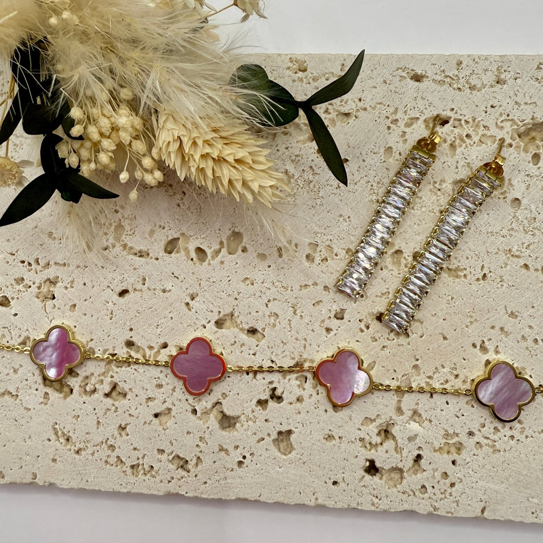 Armband "Pearly Clover" aus Edelstahl