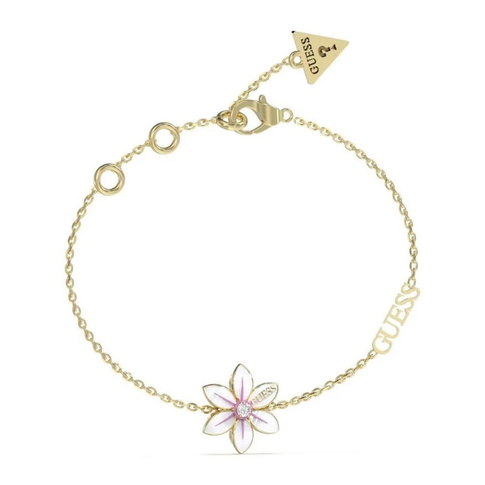 Guess Damen Armband weiße Blume Goldfarben