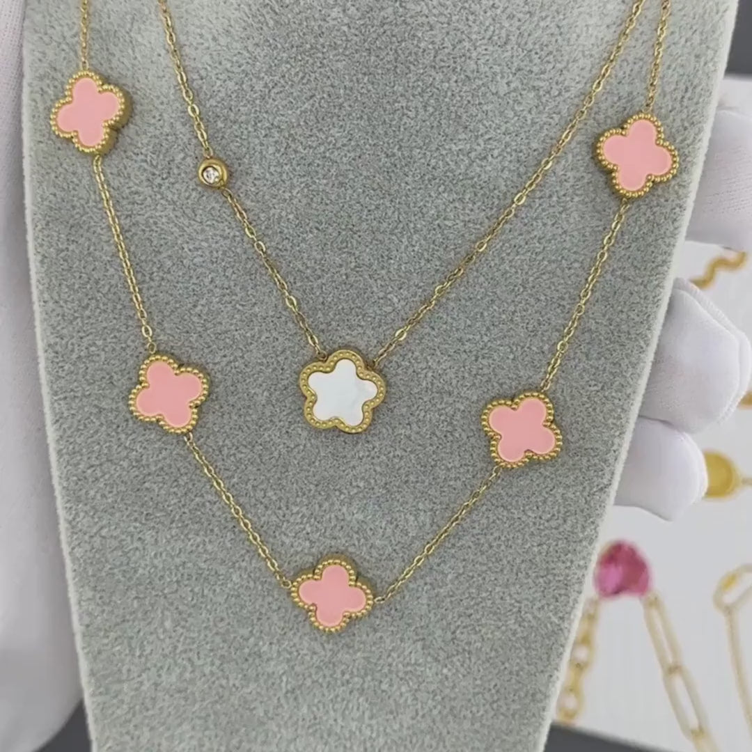 Vergoldete Kette "Pink Clover"