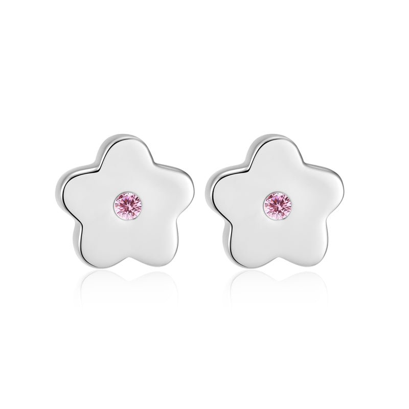 Ohrstecker Blume mit Zirkonia pink aus Silber