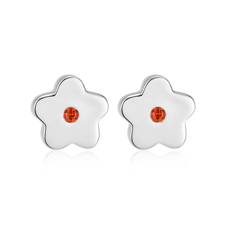 Ohrstecker Blume mit Zirkonia rot aus Silber