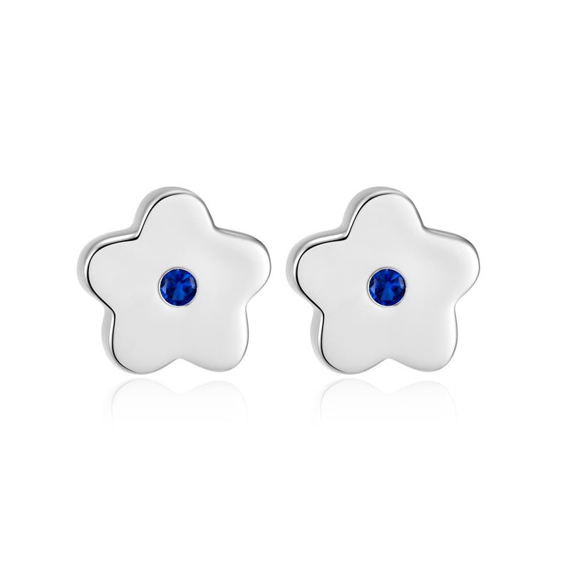 Ohrstecker Blume mit Zirkonia blau aus Silber