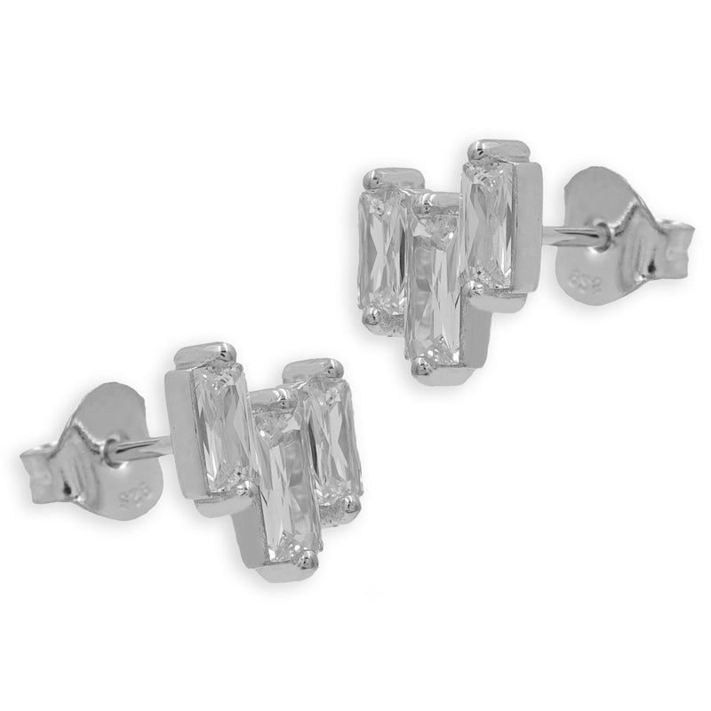 Ohrstecker mit 6 Zirkonia in Baguetteform aus Silber