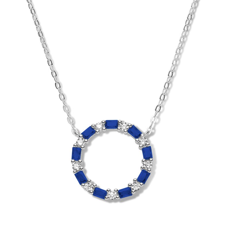 Collier Kreis mit Zirkonia weiß/blau in Silber