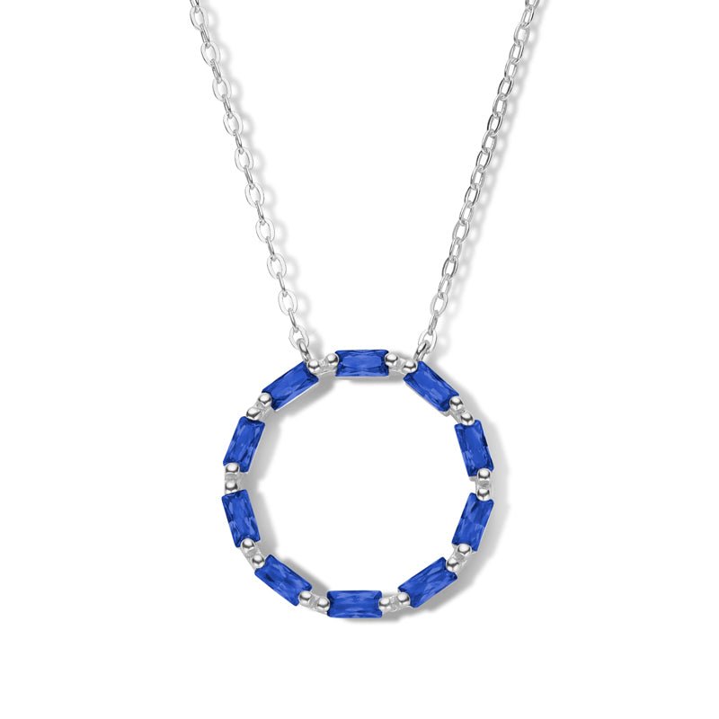 Collier Kreis mit Zirkonia saphirblau in Silber