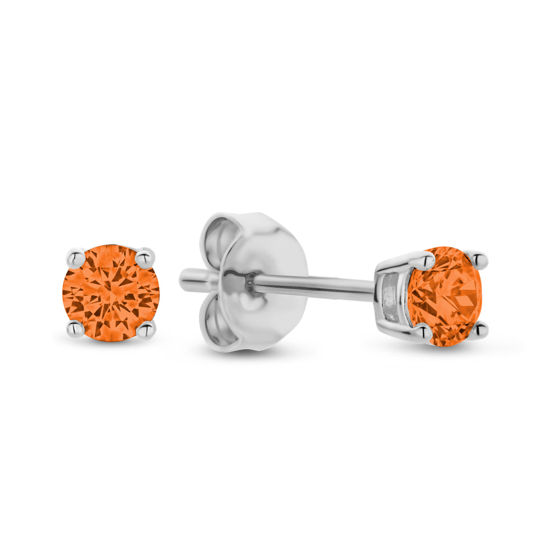 Ohrstecker mit Zirkonia orange Ø 3mm in Silber