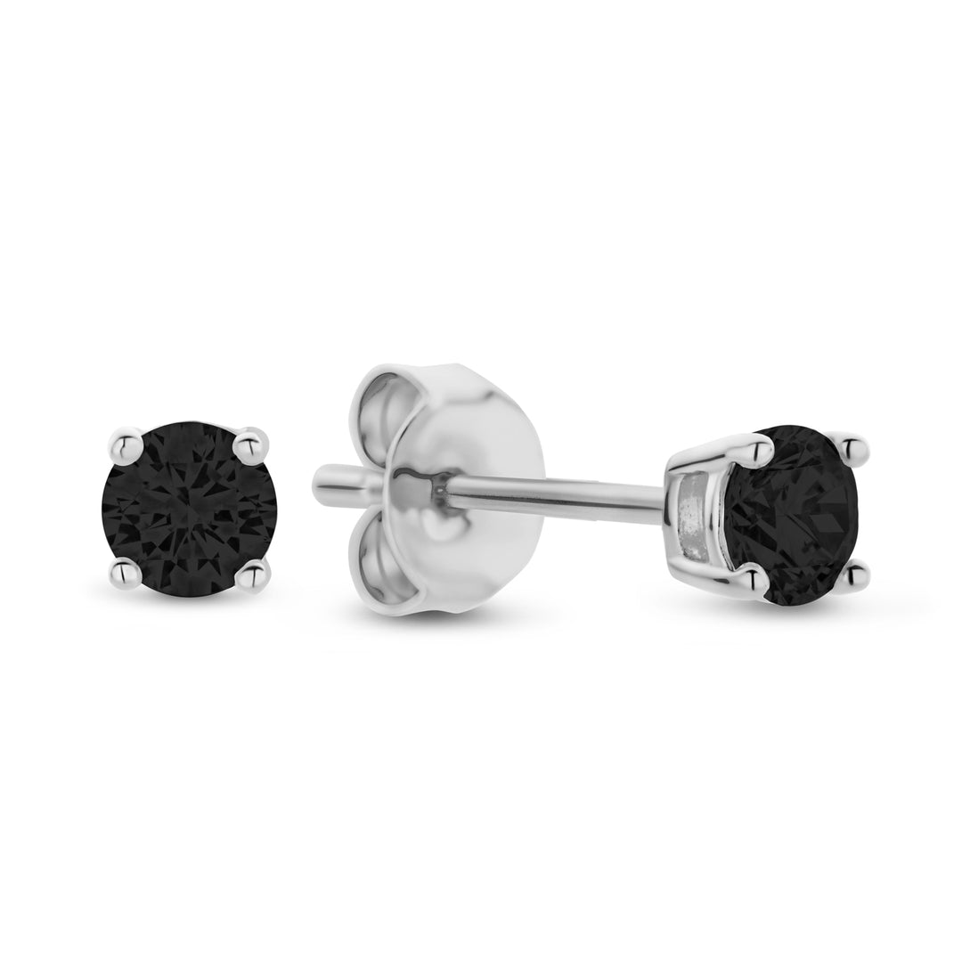 Ohrstecker mit Zirkonia schwarz Ø 3mm in Silber