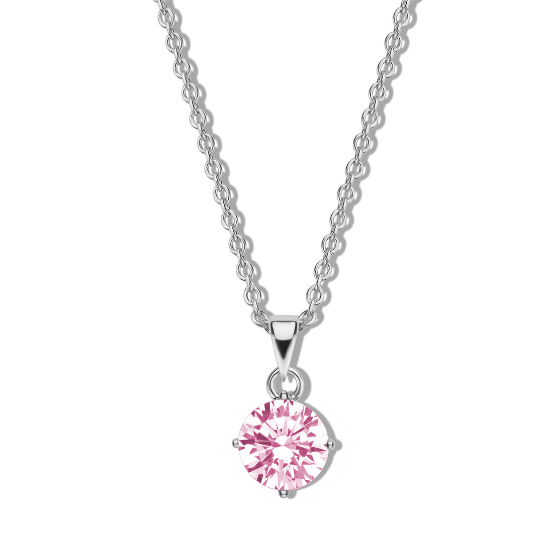 Collier mit Zirkonia pink in Silber