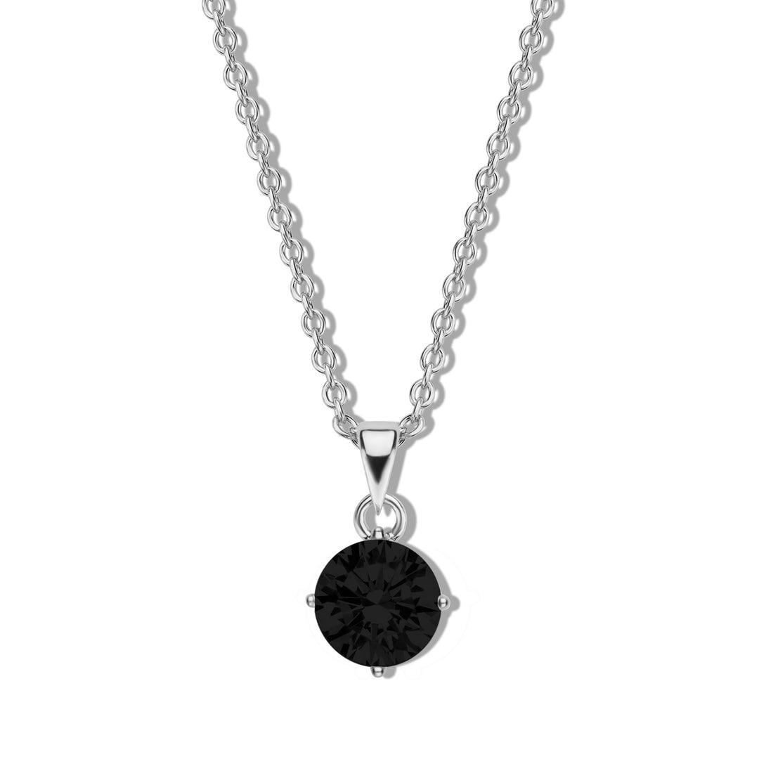 Collier mit Zirkonia schwarz in Silber