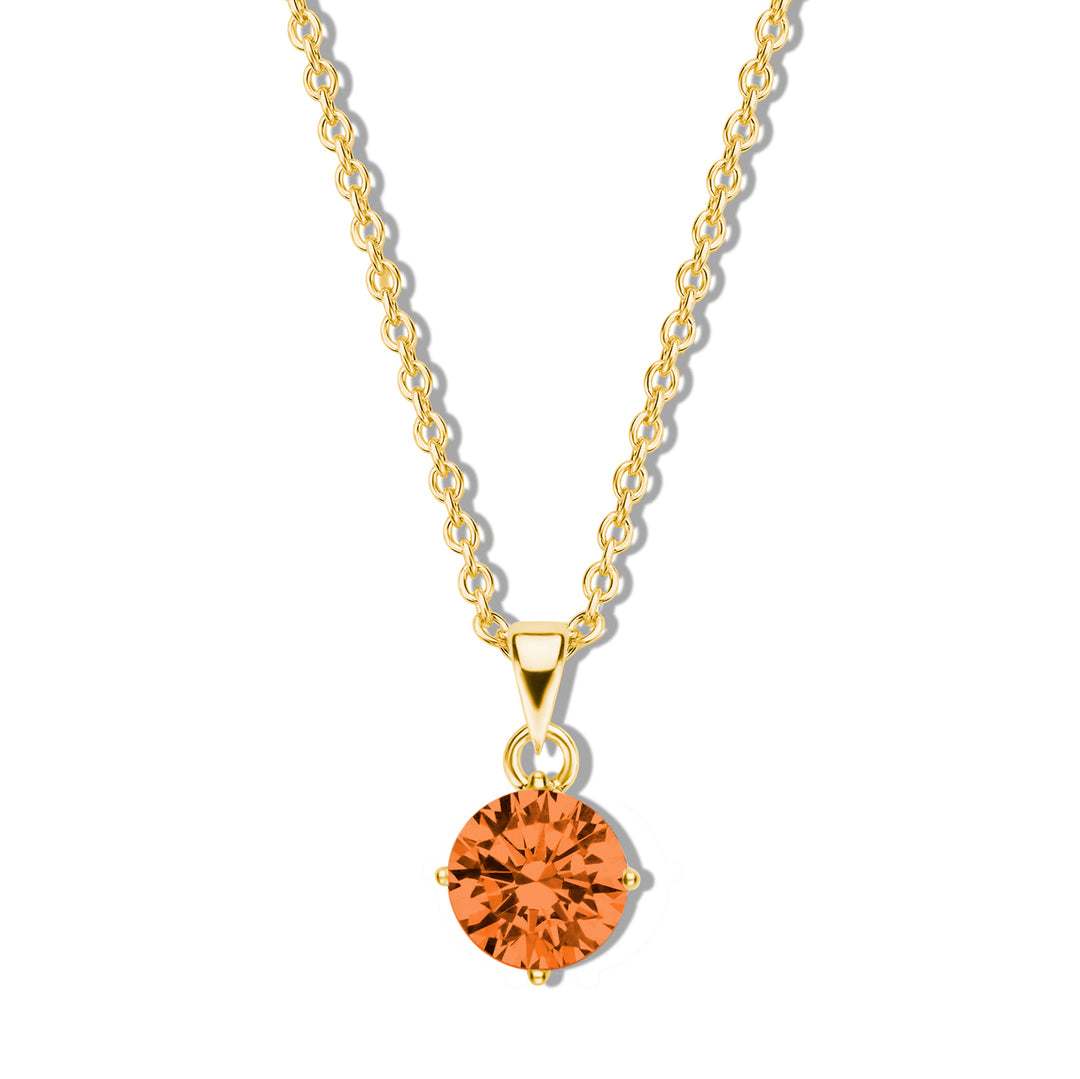 Collier mit Zirkonia orange aus vergoldetem Silber