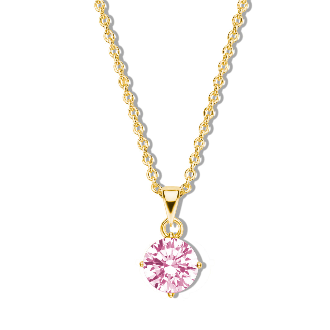 Collier mit Zirkonia pink aus vergoldetem Silber