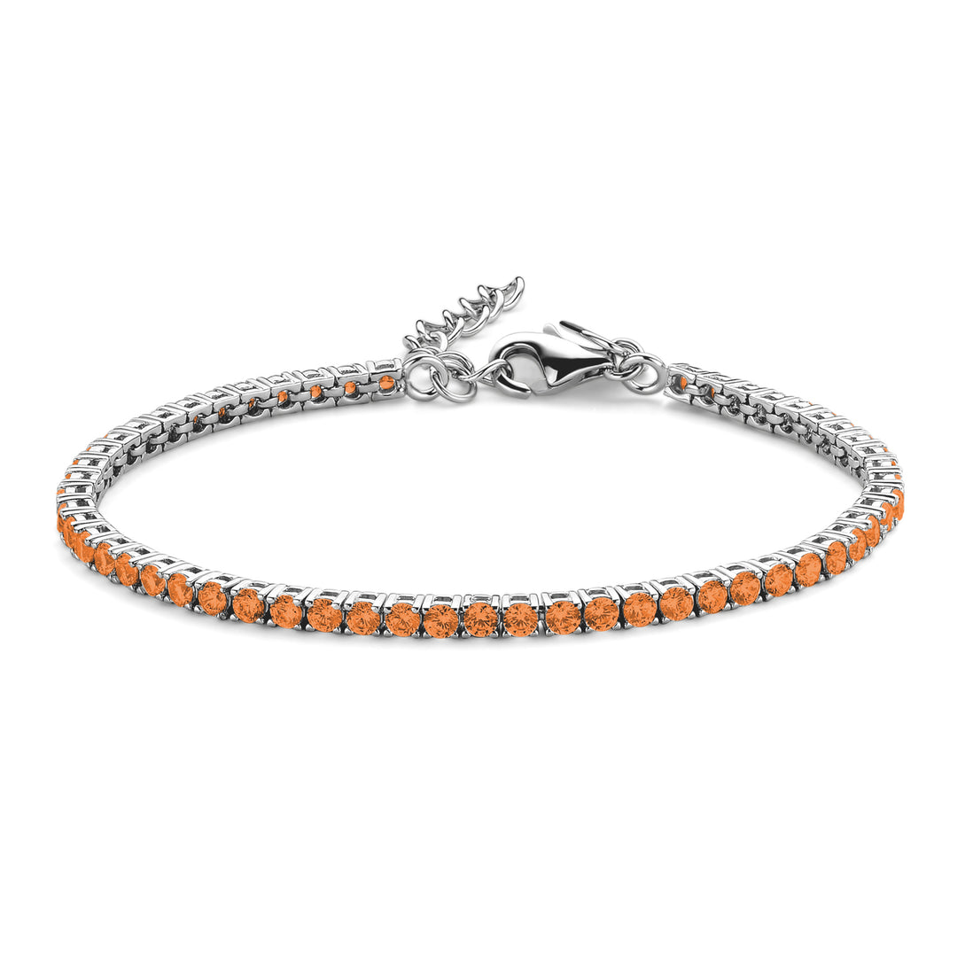 Tennisarmband mit Zirkonia orange 3mm in Silber