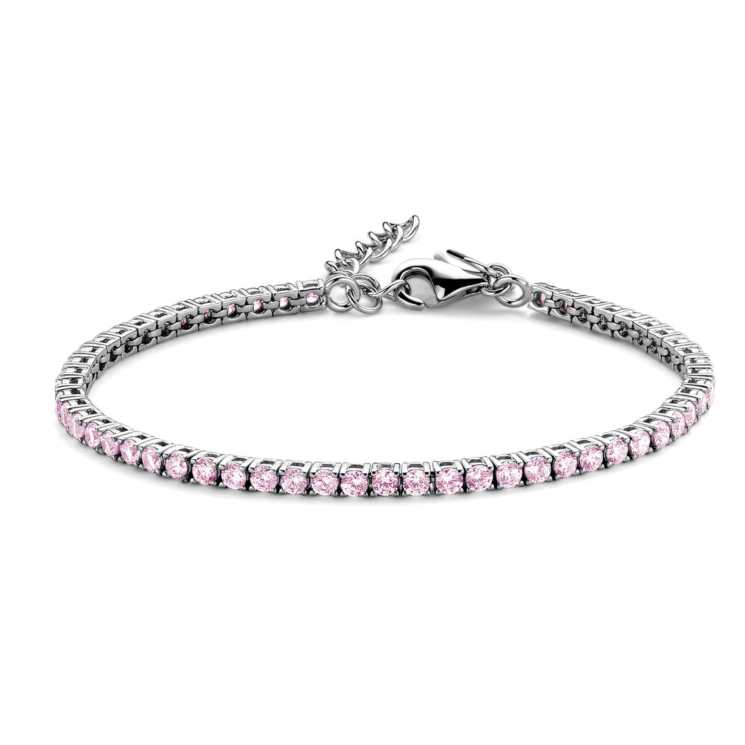 Tennisarmband mit Zirkonia pink 3mm in Silber